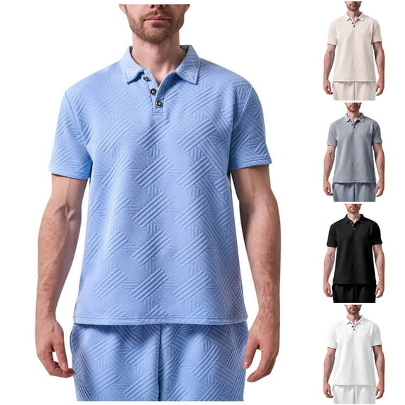 Ashirexll Mens T-shirts, Big and Tall Shirts for Men, Casual Loose Shirts Summer Turndown Collar Short Sleeve Shirts