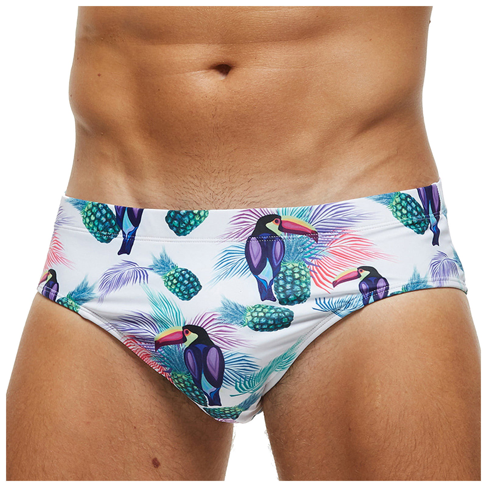 Men's Swim Bikini Briefs Trunks Swimwear Flower Print Surf Board Swimming Shorts