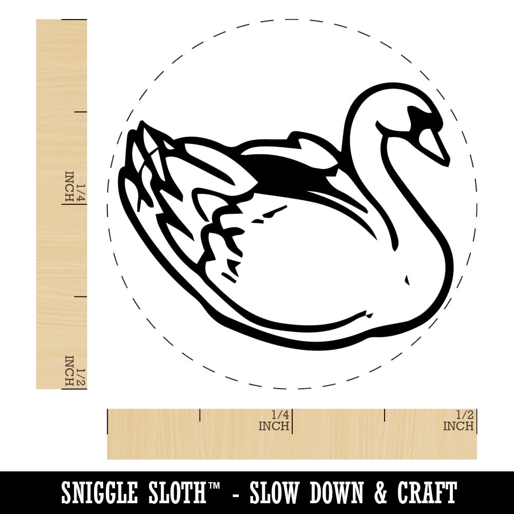 Elegant Swan Bird Self-Inking Rubber Stamp Ink Stamper - Black Ink - Mini 1/2 Inch