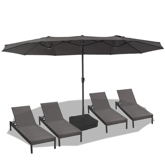 Ataucjin 15ft Large Patio Umbrellas With Base Included,Outdoor Double-Sided Umbrellas for Patio,Rectangular Patio Umbrella With Crank Handle, for Lawn Garden