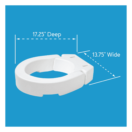 Carex Hinged Toilet Seat Riser, Adjustable, Adds 3.5 in Height, White, 300 lb Limit