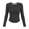 thumbnail image 3 of Auralook Women's Long Sleeve Crew Neck Crop Top Slim Fit Polka Dots TShirts Stretchy Gathering Tee Base Layering Daily Wear, 3 of 9