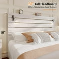 thumbnail image 2 of Merluxy Queen Size Farmhouse Platform Bed Frame with 51”Tall Headboard, LED Reading Lights, Sturdy Construction, Easy Assembly, Ash White, 2 of 7