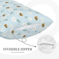thumbnail image 3 of Rateoe Bee Flower Pattern Pillow Covers with Invisible Zipper(Pillows are not Included) Standard Pillowcases-14"x20", 3 of 6