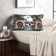 thumbnail image 5 of Plush Throw Pillow Covers, Skulls Roses Pillow Cases with Invisible Zipper, Breathable Microfiber Pillow Cases Standard Size for Sleeping Bedroom Sofa Living Room 14x20, 5 of 5