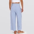 thumbnail image 4 of Women's Vertical Striped Palazzo Pants Smocked High Waist Wide Leg Trousers Casual Loose Cropped Slacks with Pockets 3/4 Length, 4 of 4