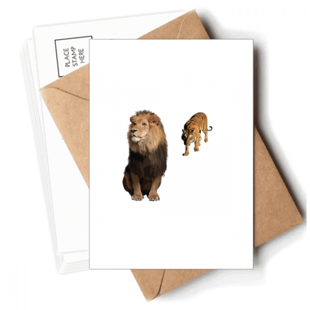 Feline Tigers Attack Ferocious Postcards Envelopes Blank Note Cards Mailing