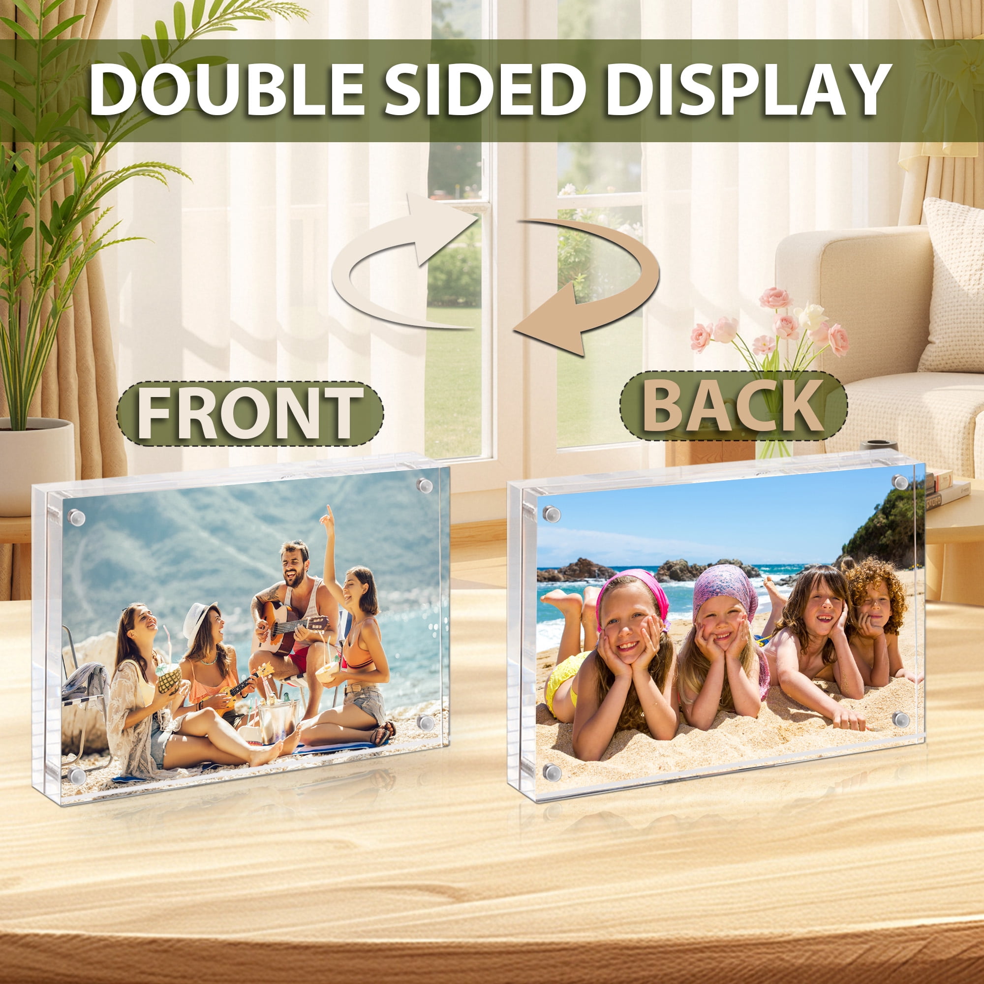 8x12 Inch Acrylic Picture Frames, 3-Pack Double Sided Magnetic Clear Picture Frames, Freestanding Acrylic Frameless Desktop Photo Frames 8x12 for Home/Office Tabletop Display