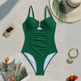 thumbnail image 5 of Womens 1 Piece Swimsuits Tummy Control Bathing Suit U-Wire Cutout Ruched Slimming Swimwear Dark Green S, 5 of 5