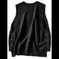 thumbnail image 4 of Suéter Sin Mangas de Cuello Redondo para Mujer, Jersey de Punto Acanalado, Chaleco Negro M, 4 of 8