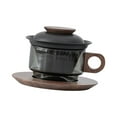 thumbnail image 4 of deevoka Cappuccino Mugs with Saucer Coffee Cup Set for Restaurant Afternoon Tea Time black and Walnut, 4 of 9