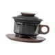 thumbnail image 4 of Tazas de con té de té de vidrio de vidrio de vidrio separación de agua de té taza de café juego para el regalo de inauguración de la casa de negro y nogal, 4 of 8