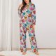 thumbnail image 2 of Fotbe Skulls and Roses Conjunto de Pijama de Manga Larga para Mujer con Estampado, Ropa de Dormir de 2 Piezas, Conjunto de Casa Suave y Cómodo con Bolsillos-X-Large, 2 of 7