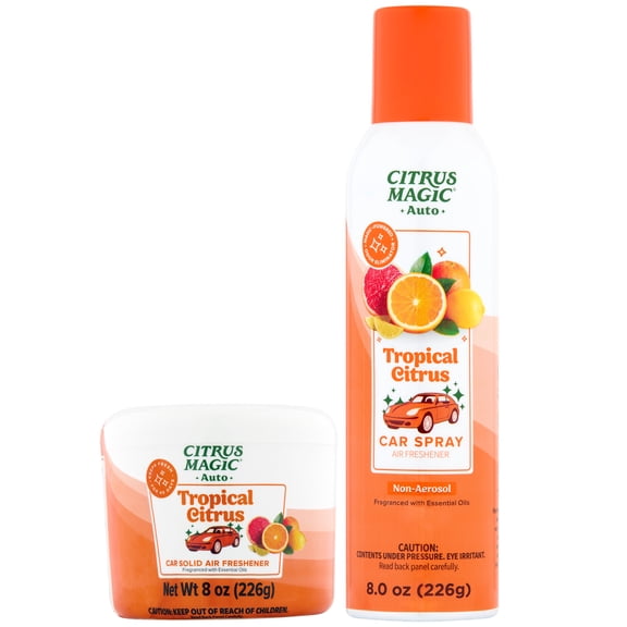 Citrus Magic Auto Odor Eliminating Spray and Solid Air Freshener, Tropical Citrus