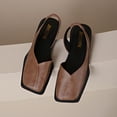 thumbnail image 6 of hoksml Women's Square Toe Slingback Flats, Elastic Back Strap Low Heel Dress Shoes, Red Coffee, 6 of 9