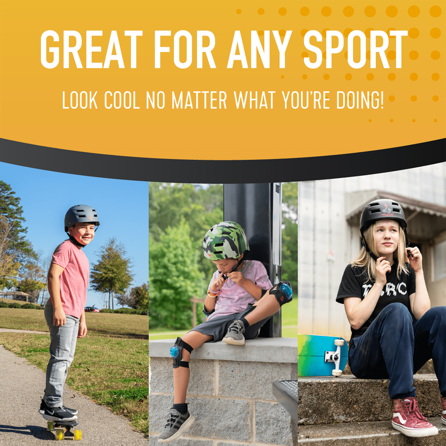 Flybar Multi Sport for Skateboard and Bike Helmet, for Kids and Adults, Ages 6+, Warning, S/M