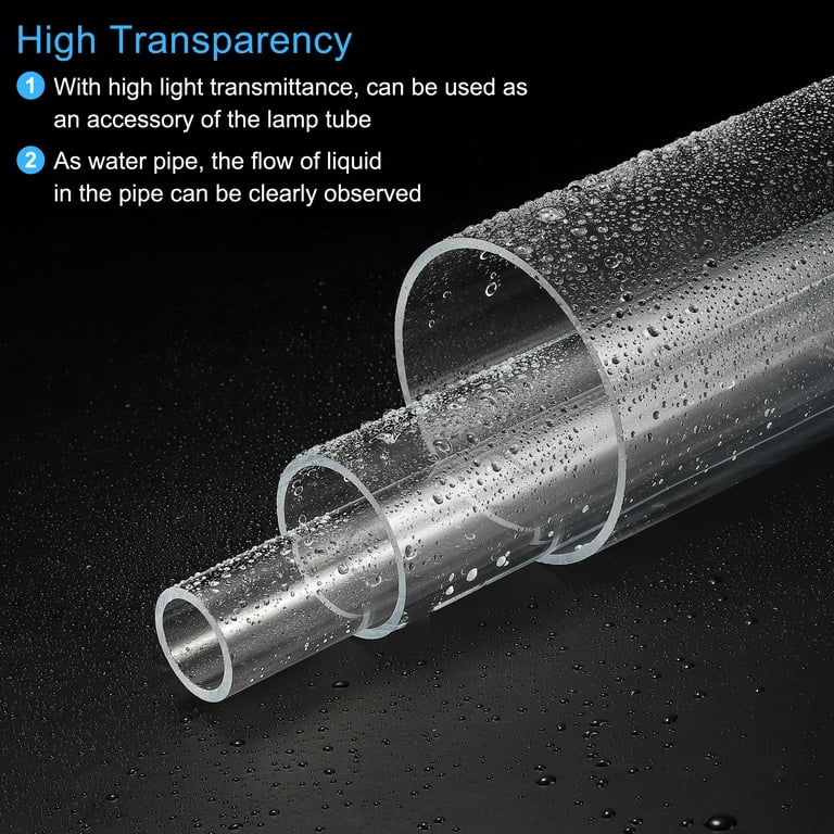 MECCANIXITY Clear Acrylic Pipe Tube - 41mm ID 45mm OD 10" Length, 2pcs, Rigid Round PMMA Tubing For Lamps, Water Cooling, DIY