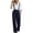 Navy, variant on Zynoxe Womens Plus Size Wide Leg Pants Trendy Straight Pleated Detachable Suspender High Waistband Suit Trousers with Pockets Gray S