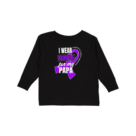Inktastic I Wear Purple For My Papa Pancreatic Cancer Awareness Boys or Girls Long Sleeve Toddler T-Shirt