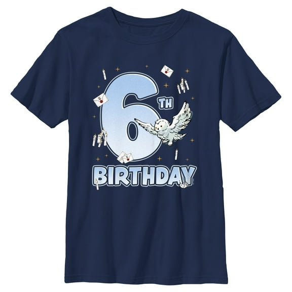 Boy's Harry Potter Hedwig 6th Birthday Graphic Tee Navy Blue Small