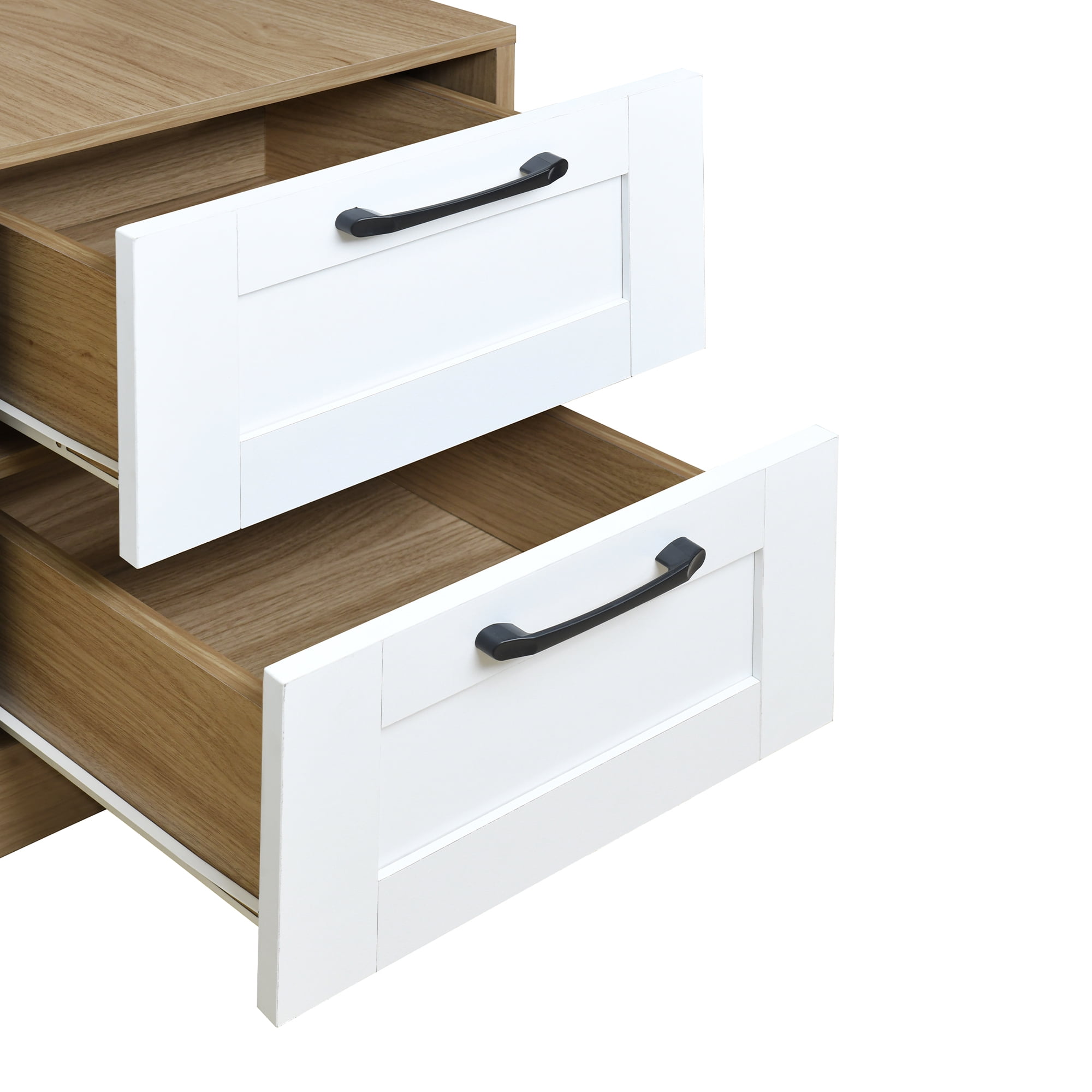 Euroco Modern Wood 3-Door Wardrobe with Drawers and Shelves for Kids Adults, White