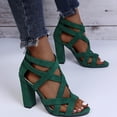 thumbnail image 5 of Juebong Sandals clearance Women's Mid Heels Open Toe Chunky Block Heeled Strappy Ankle Buckle Pump Sandals Summer Platform Wedge Sandals, 5 of 5
