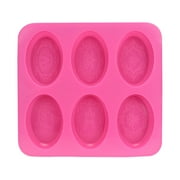 TERGAYEE Silicone Oval Soap Molds,6-Cavities DIY Handmade Soap Mold with Mixed Flower Patterns for Milk Soap,Silicone Mold for Soap Making