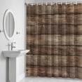 thumbnail image 5 of Brown Wood Grain Shower Curtain for Bathroom Decor, Realistic Wooden Board Texture Farmhouses Waterproof Fabric Shower Curtain, 36"x78" Set with 12 Hooks, 5 of 9