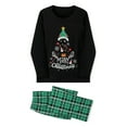 thumbnail image 3 of Christmas Family Pajamas Matching Set, Long Sleeve Tree Print T-shirt with Plaid Pants Sleepwear Loungewear, 3 of 10