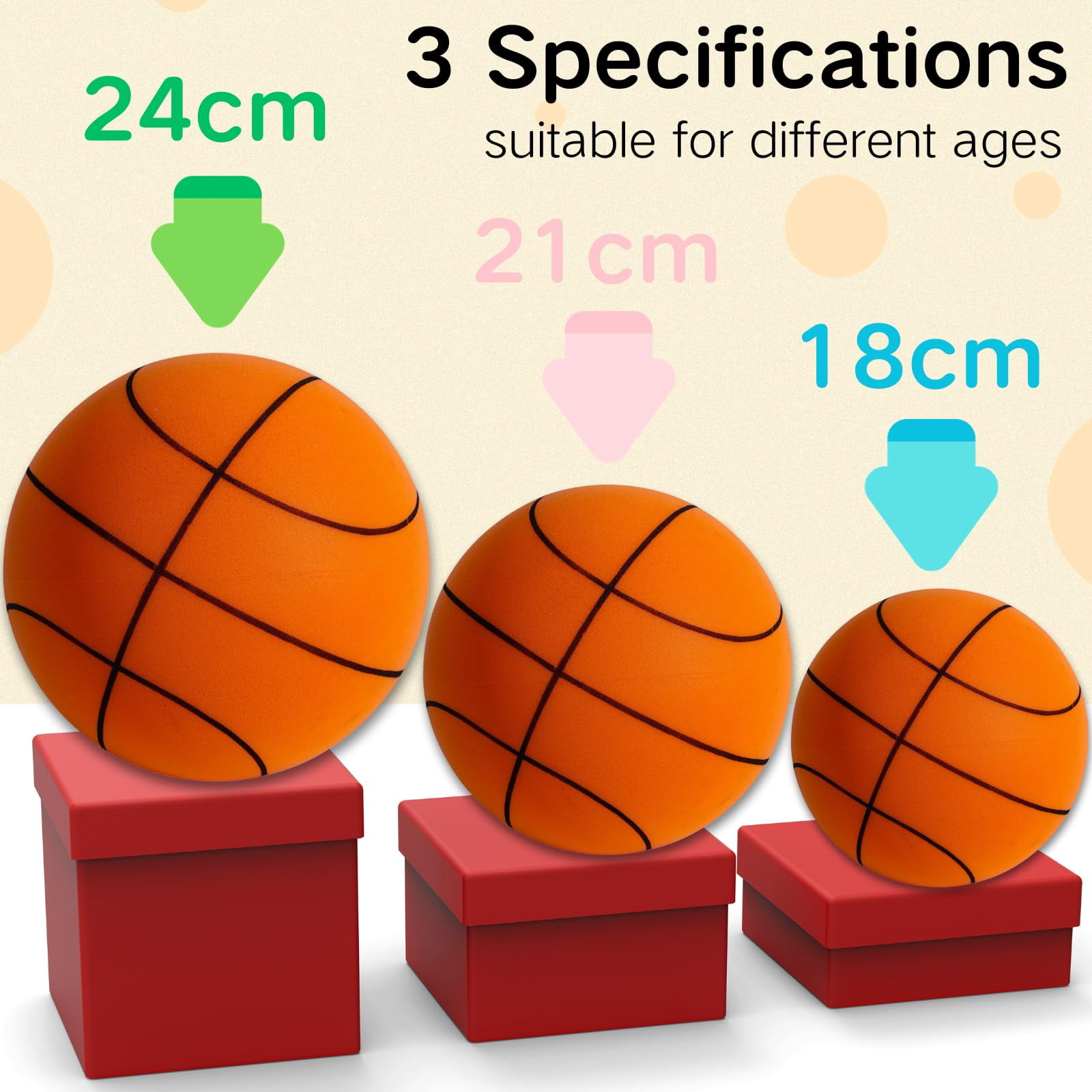 MODANU 9.4 inch Silent Basketball, 2025 Upgrade Quiet Basketball Indoor, Foam Indoor Dribbling Training Ball, Uncoated High-Density, Mute High-Resilience Safe Soft Lightweight