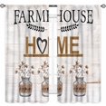 thumbnail image 3 of Farmhouse Kitchen Curtains,Rustic Sweet Love Home Vintage Country Retro Wood Plank Cotton Floral Small Short Window Treatment Drape Tier 2 Panels,42X63 Inch, 3 of 5