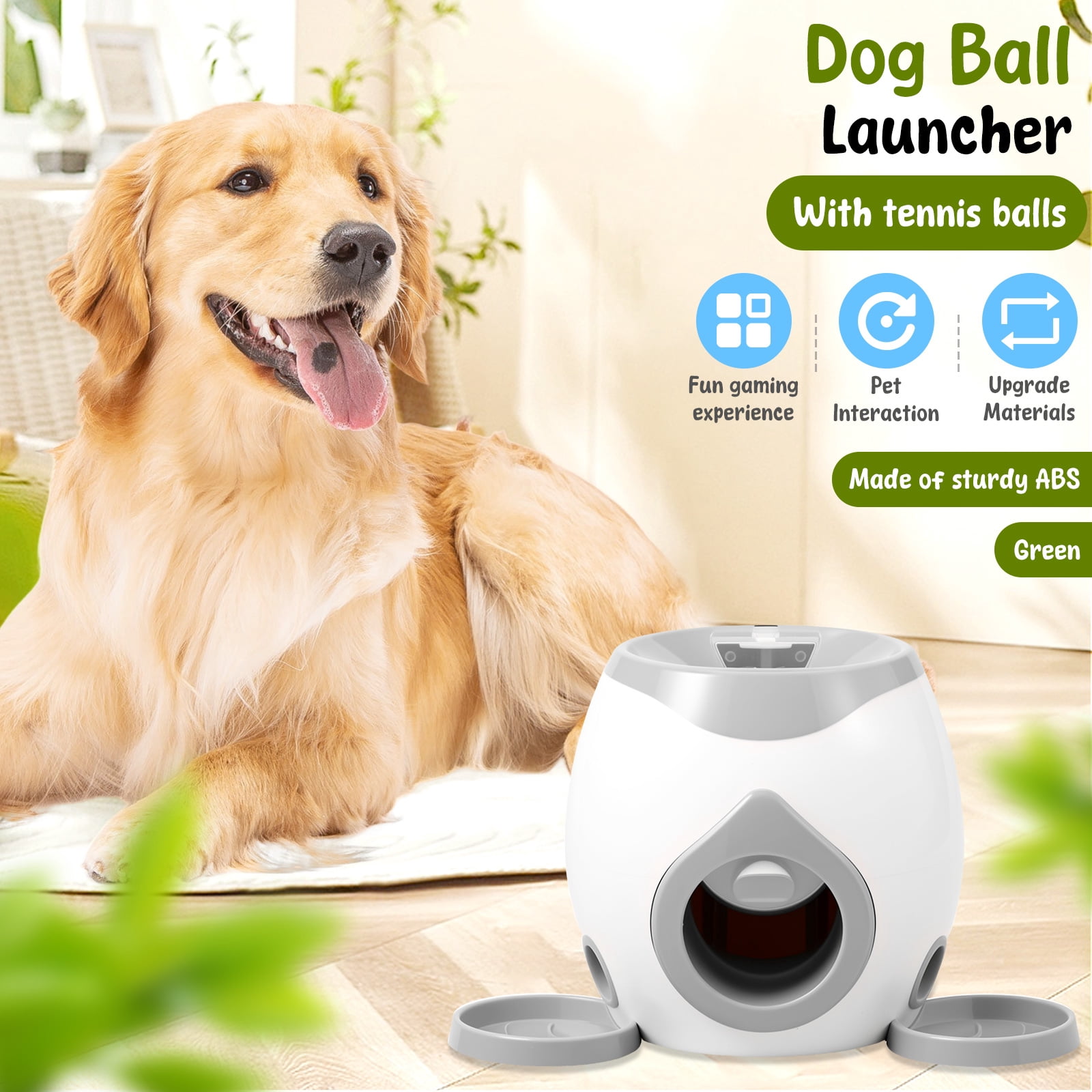 Dog Ball Launcher Interactive Puppy Ball Thrower Machine with Automatic Treat Dispenser Fun Dog Training Toys for Indoor Outdoor