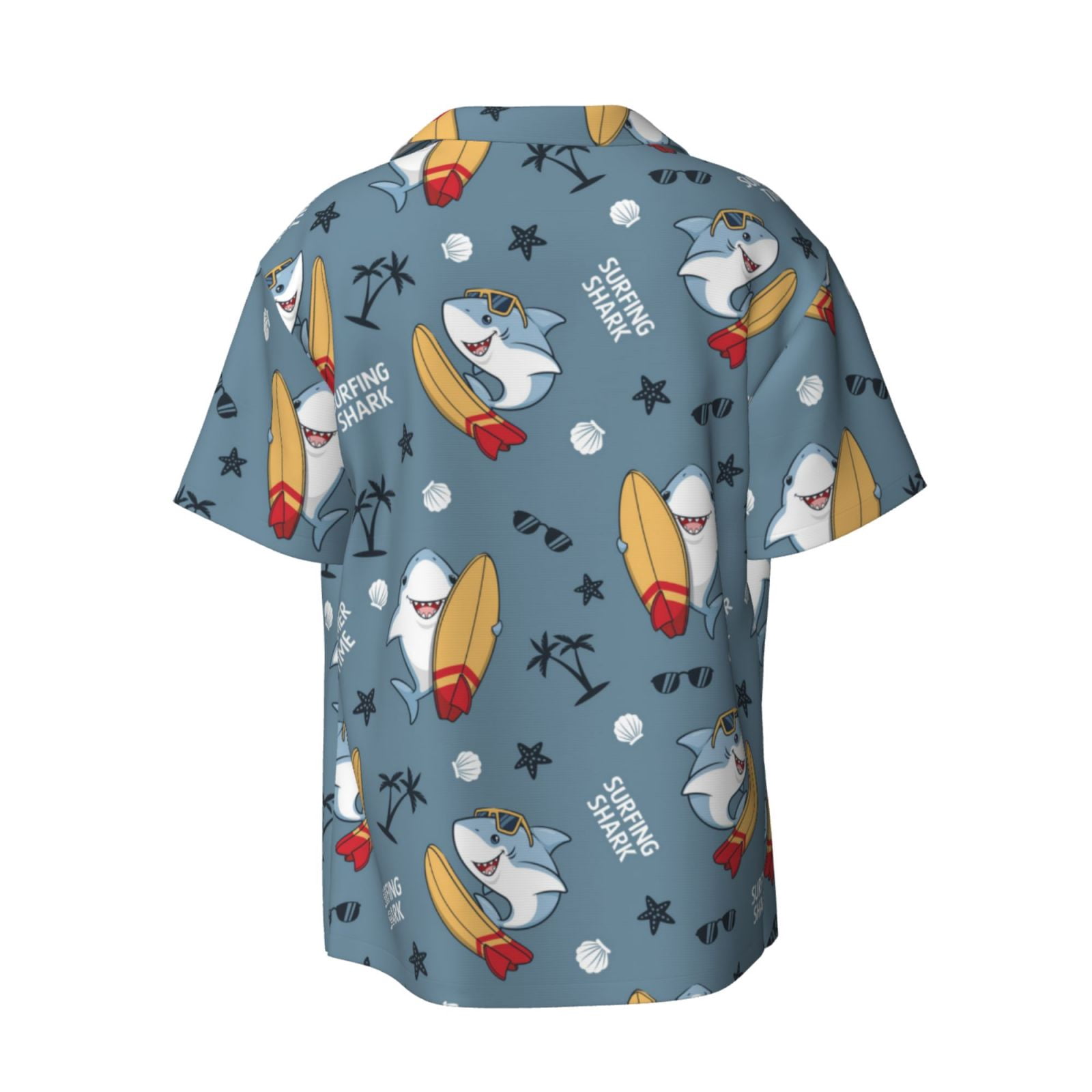 Kdxio Men's Hawaiian Shirt for Men Short Sleeve Shirt Surf Shark Summer Casual Holiday Beach Button Down T-Shirts
