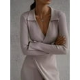 thumbnail image 2 of Tied Collared Neck Long Sleeve Sweater Dress, 2 of 7