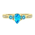 thumbnail image 2 of Dazzlingrock Collection 7X5MM Pear Blue Topaz & Round White Diamond 3 Stone Teardrop Engagement Ring for Women (0.10 ctw, Color I-J, Clarity I1-I2) in 14K Yellow Gold, Size 5, 2 of 8