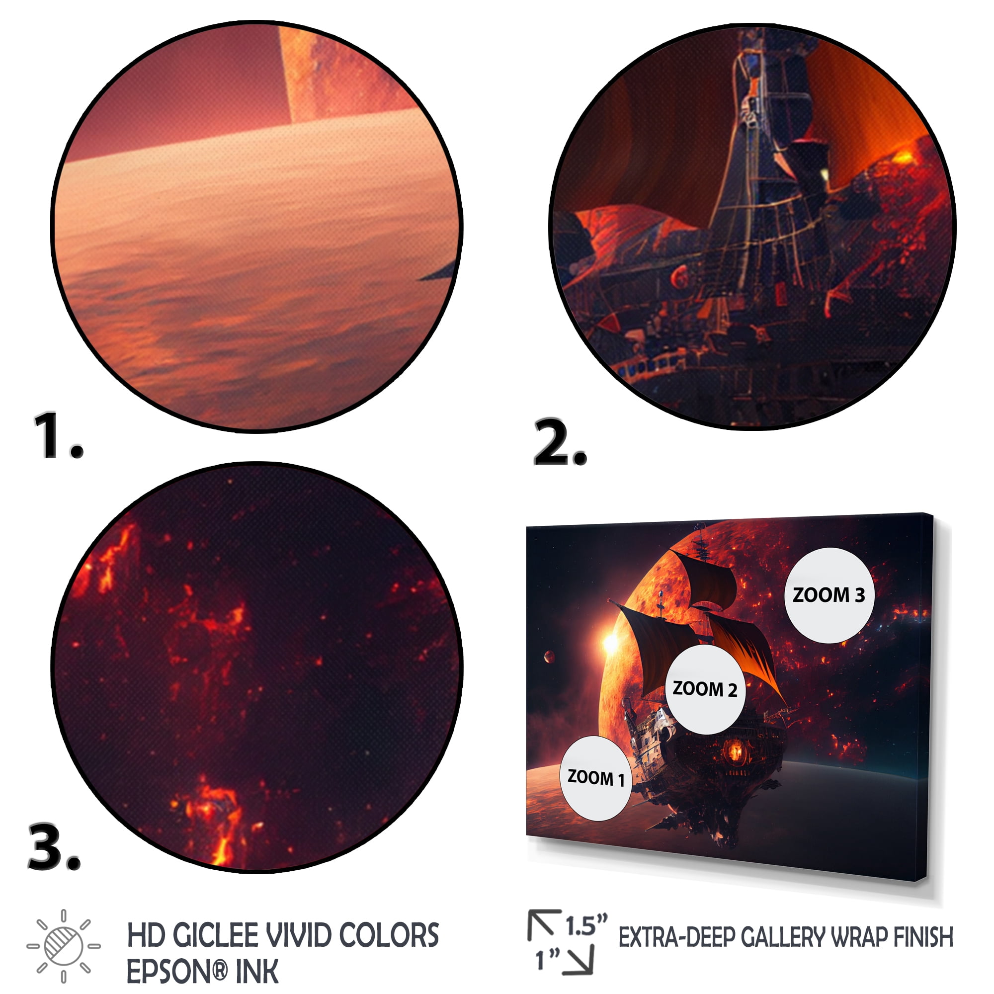 Designart Ship Cruise Into The Galaxy IV Canvas Wall Art