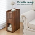 thumbnail image 5 of MIYZEAL Narrow Walnut Nightstand Set of 2, 23.62" Tall Small Bedside Table with 2 Drawers & Open Compartment, Slim Side End Table, Mid-Century Modern Night Stand for Bedroom, Small Spaces, 5 of 10