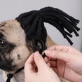 thumbnail image 3 of Dog Dreadlock Wig with Twin Ponytails, Funny Cat Hair Accessory, High-Temp Silk Bouncy Frizz-Free, Easy Clip-On Pet Costume for Small Medium Breeds(5.5Inch,F), 3 of 7