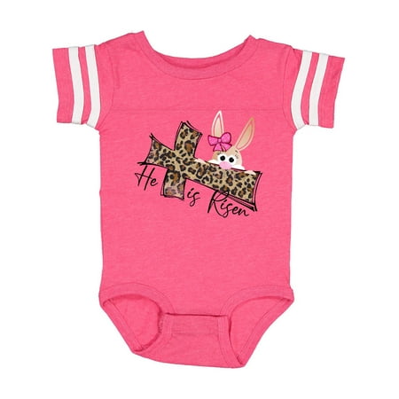 

Inktastic He Is Risen Bunny and Leopard Print Cross Gift Baby Boy or Baby Girl Bodysuit