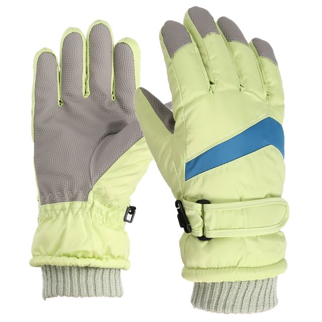 Guantes de esquí para niños, resistentes al frío, cálidos y para ciclismo, con palma completa de cuero Lukou, resistentes al frío y al viento, para ciclismo, con forro polar grueso