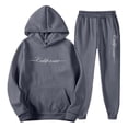 thumbnail image 2 of Conairie Sweatsuits for Men Set 2 Piece Casual Letter Print Loose Fit Hoodie Sweatshirt and Joggers Sweatpants Sets Loungewear Fall Winter Long Sleeve Sport Suit with Pocket Gray L, 2 of 4