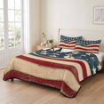 thumbnail image 2 of Full Quilt Set 78''x90'', Vintage American Flag Lightweight Summer Bedspread Coverlet Set with 2 Pillow Shams, Blue Red White Star US Flag Breathable All Season Quilt Bedding for Bedroom/Guest Room, 2 of 9