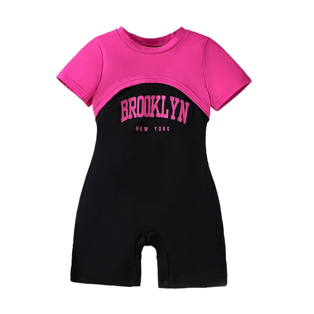 MEZZALL Combinaison d'Été Confortable pour Filles, Tricotée, Courte, Mode, Adorable pour Filles, Rouge, 4-5 Ans