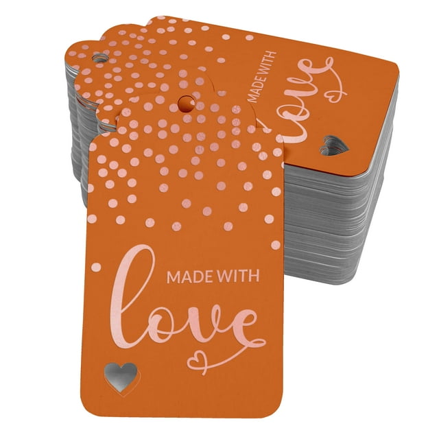 Inkdotpot 50 Pack Real Rose Gold Foil Paper Tags Made With Love Text Favor Hang Tag