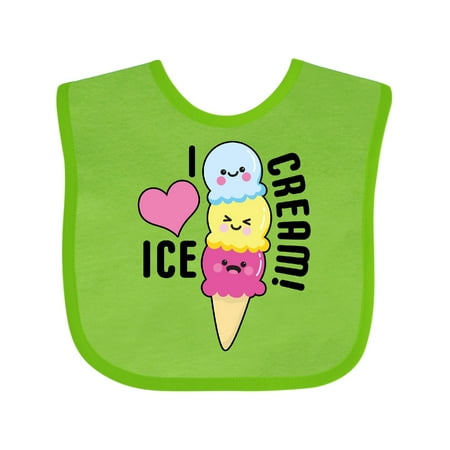 

Inktastic I Love Ice Cream with Cute Ice Cream Cone Gift Baby Boy or Baby Girl Bib