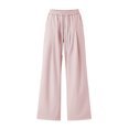 thumbnail image 3 of PWPSG High Waist Drawstring Pleated Wide Leg Casual Pants, Breathable Comfort Trousers for Daily Commute & Trendy Work Outfits Pink M, 3 of 5