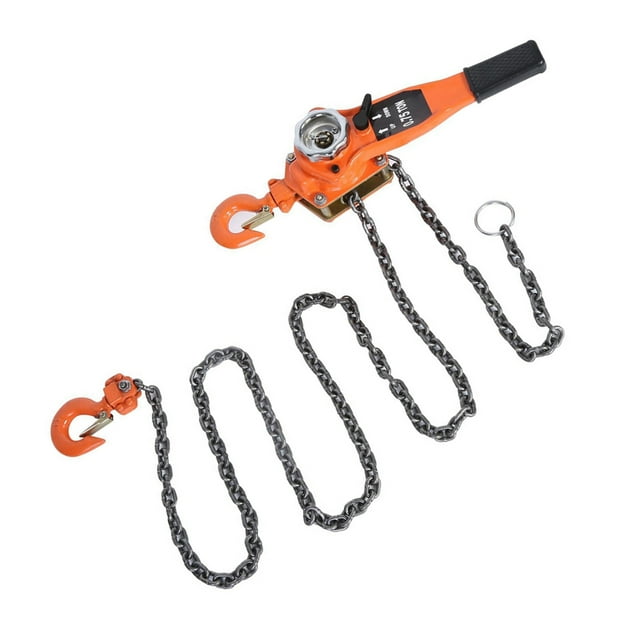 Orange Color Chain Block Hoist Ratchet Hoist Lifting, 3 Meters with G80 Galvanized Manganese Steel, 0.75T Chain Hoist Hand Winch Rope Hoist Hoist