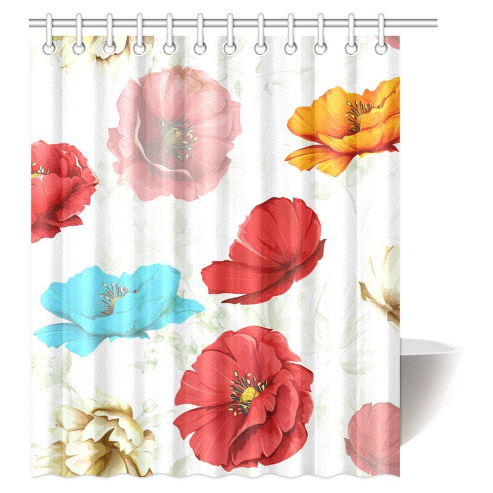 Gckg Fl Shower Curtain Diffe Colored Poppy Flowers Spring Gckg Fl Shower Curtain Diffe Colored Poppy Flowers Spring Seasonal Romantic Artistic Theme Fabric Bathroom 60x72 Inches