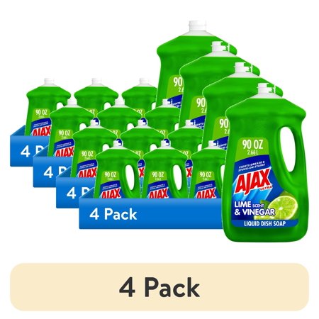 (4 pack) Ajax Ultra Liquid Dish Soap Vinegar and Lime Scent, Sparkling Clean Dishes, 90 oz Bottle
