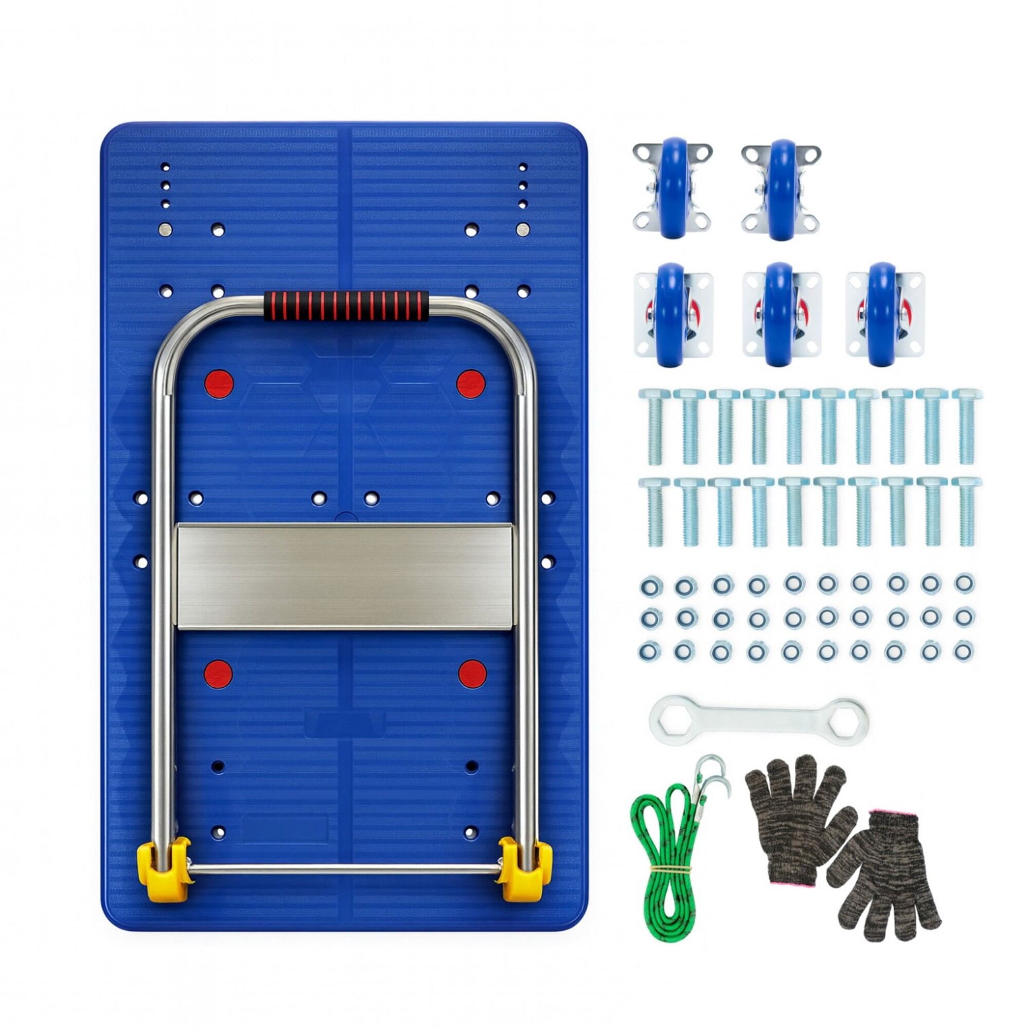 Dolly, Foldable Platform Push Hand Truck Cart, 1320 lbs. Weight Capacity, Blue Hand Truck,Metal Furniture Dolly, Auto Parts & Transport Hand Trucks & Dollies